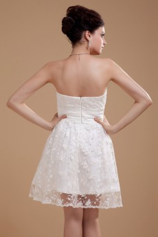 Satin Scoop Neckline Short A-line Dress with Embroidery 