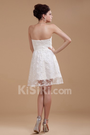 Satin Scoop Neckline Short A-line Dress with Embroidery 