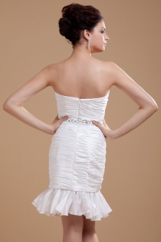 Taffeta Strapless Short Dress with Ruffle