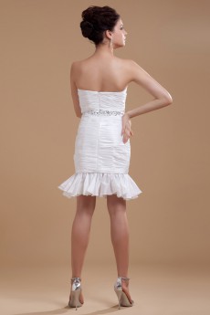 Taffeta Strapless Short Dress with Ruffle