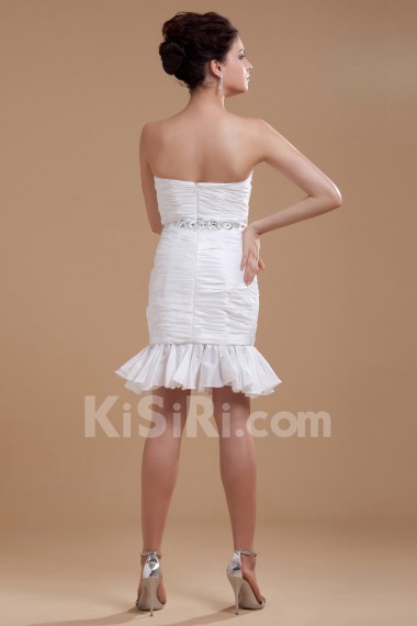 Taffeta Strapless Short Dress with Ruffle