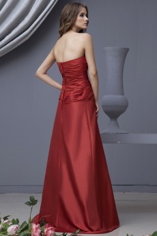 Satin Scoop Neckline Floor Length A-line Dress with Hand-made Flower