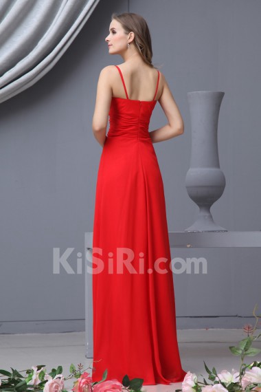 Chiffon Spaghetti Straps Floor Length Empire Dress with Ruffle