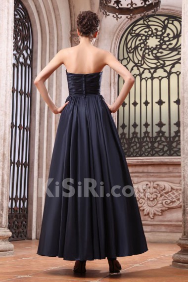 Taffeta Strapless Ankle-Length A-line Dress with Ruching