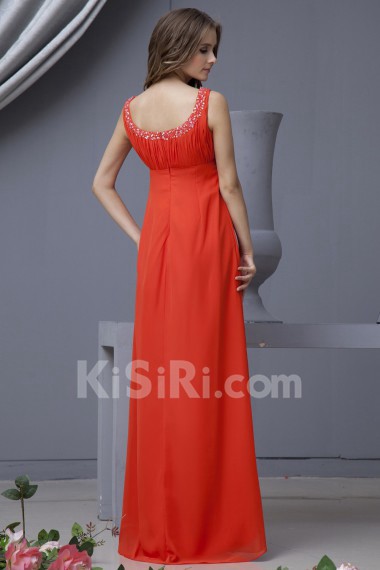 Chiffon Scoop Neckline Floor Length Empire Line Dress