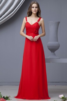 Chiffon V-Neckline Floor Length Empire Dress