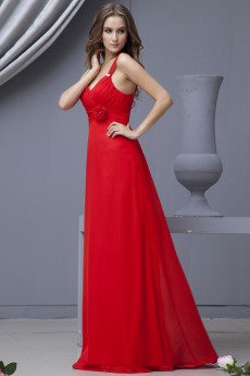 Chiffon V-Neckline Floor Length Empire Dress