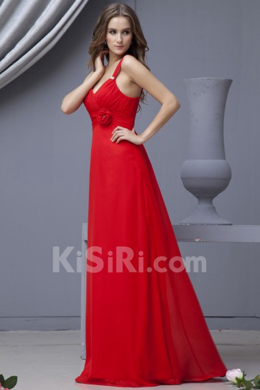 Chiffon V-Neckline Floor Length Empire Dress