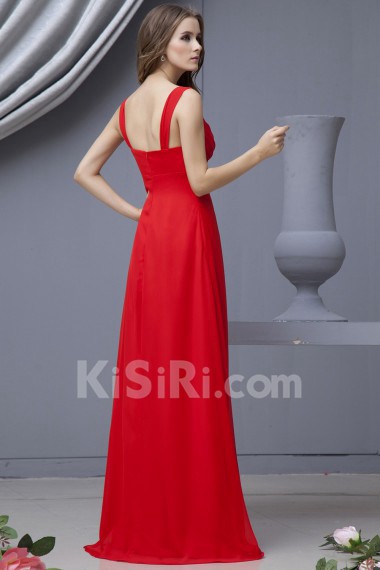 Chiffon V-Neckline Floor Length Empire Dress