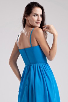 Chiffon Spaghetti Straps Short Dress with Pleated