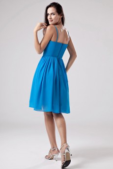 Chiffon Spaghetti Straps Short Dress with Pleated