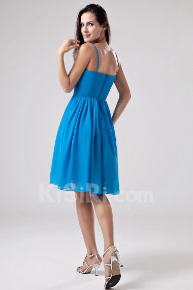 Chiffon Spaghetti Straps Short Dress with Pleated