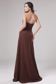 Chiffon Strapless Floor Length Empire Dress with Hand-made Flower