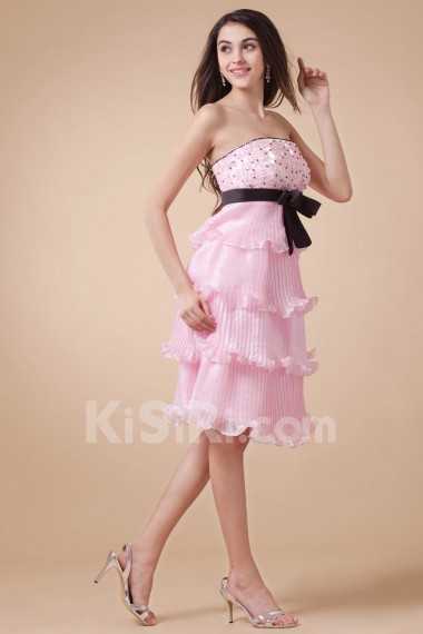 Satin Strapless Short Dress