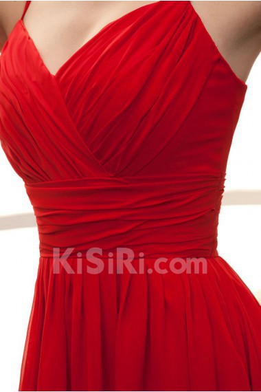 Chiffon Spaghetti Straps Short A-line Dress with Ruffle