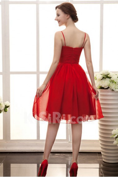 Chiffon Spaghetti Straps Short A-line Dress with Ruffle