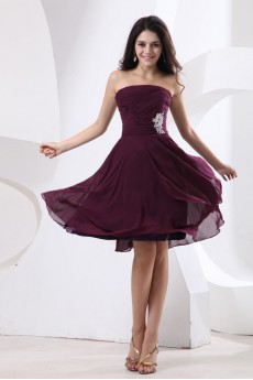 Chiffon Strapless Short A-line Dress 