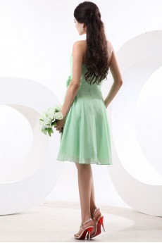 Chiffon Strapless Short A-line Dress with Flowers