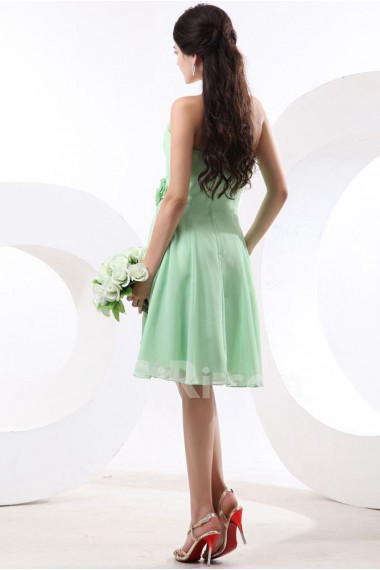 Chiffon Strapless Short A-line Dress with Flowers