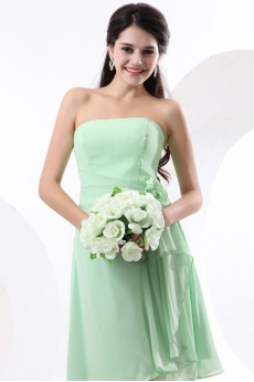 Chiffon Strapless Short A-line Dress with Flowers