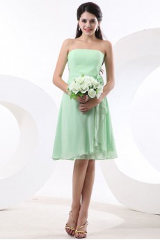 Chiffon Strapless Short A-line Dress with Flowers