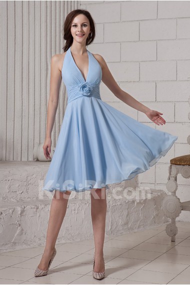 Chiffon Halter Neckline Short Dress