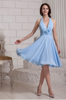 Chiffon Halter Neckline Short Dress