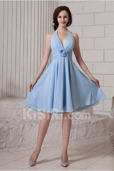 Chiffon Halter Neckline Short Dress