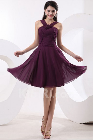 Chiffon Straps Neckline Short Dress