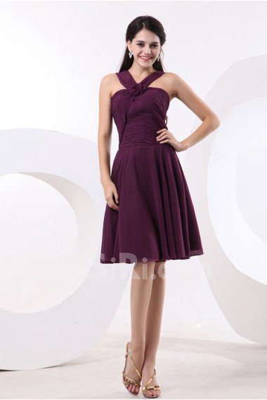 Chiffon Straps Neckline Short Dress