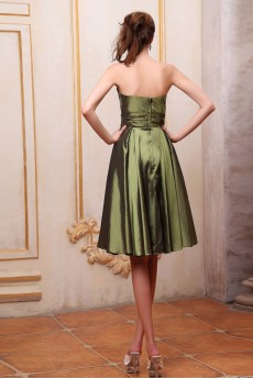 Taffeta Strapless Short A-line Dress with Hand-made Flower