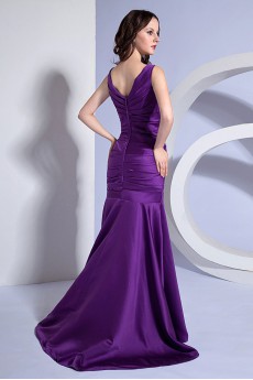 Taffeta V-Neckline Sheath Dress with Hand-made Flower