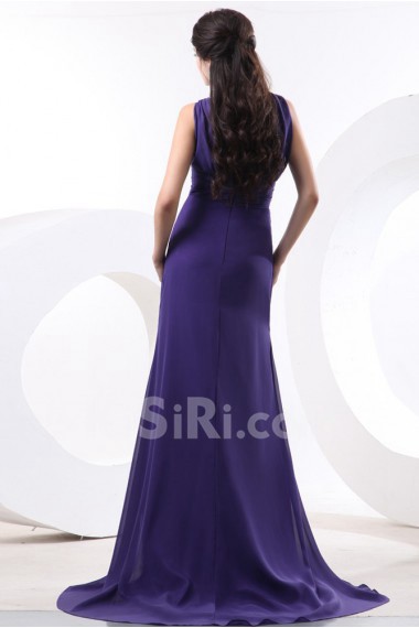 Chiffon One-Shoulder Dress with Pleat