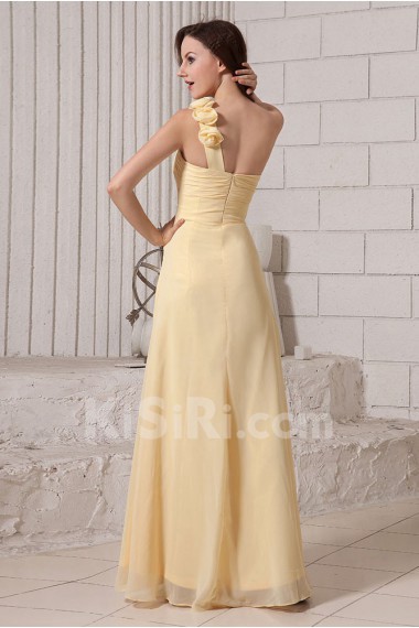 Chiffon One-Shoulder Floor Length A-line Dresss