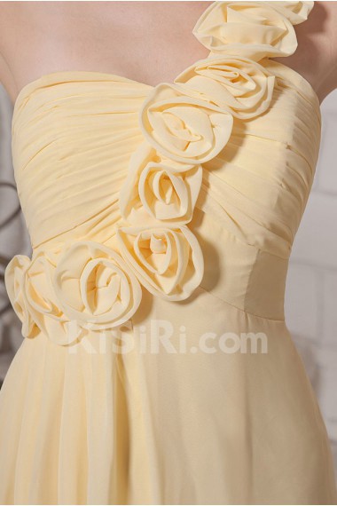 Chiffon One-Shoulder Floor Length A-line Dresss