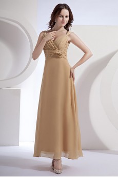 Chiffon V-Neckline Ankle-Length A-line Dress with Ruffle