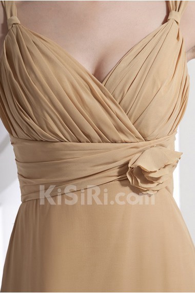 Chiffon V-Neckline Ankle-Length A-line Dress with Ruffle