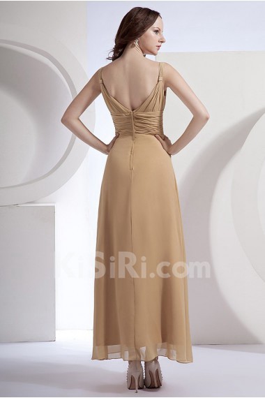 Chiffon V-Neckline Ankle-Length A-line Dress with Ruffle