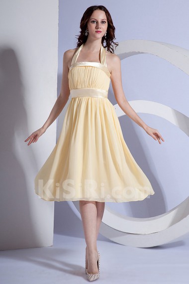 Chiffon Halter Neckline Short A-line Dress