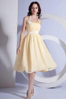 Chiffon Halter Neckline Short A-line Dress