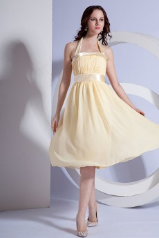 Chiffon Halter Neckline Short A-line Dress