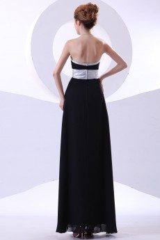 Chiffon Strapless Ankle-Length Column Dress with Sash