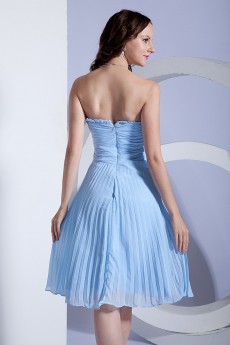 Chiffon Strapless Short Dress with Pleated