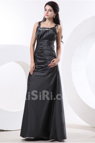 Taffeta Square Neckline Floor Length A-line Dress with Embroidery