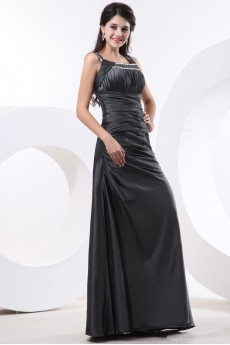 Taffeta Square Neckline Floor Length A-line Dress with Embroidery