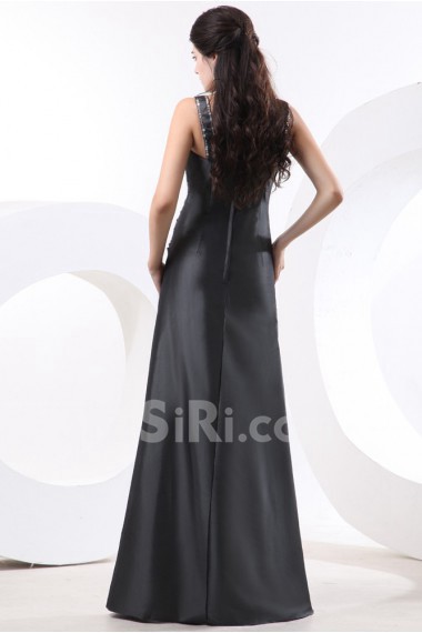 Taffeta Square Neckline Floor Length A-line Dress with Embroidery