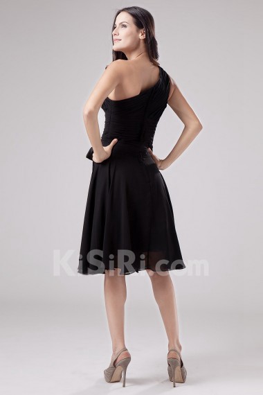 Satin and Chiffon One-Shoulder Short Dress