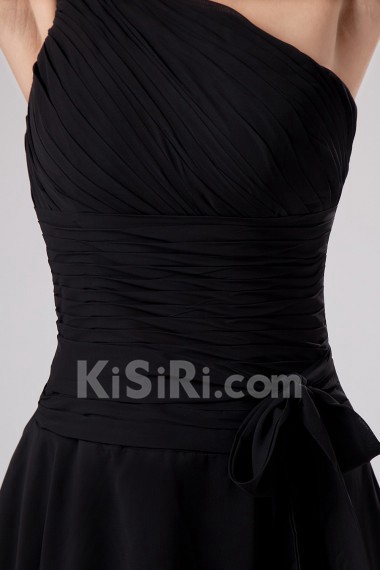 Satin and Chiffon One-Shoulder Short Dress