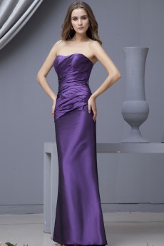 Taffeta Scoop Neckline Ankle-Length Sheath Dress with Ruffle