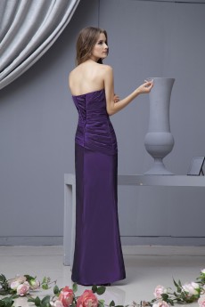 Taffeta Scoop Neckline Ankle-Length Sheath Dress with Ruffle